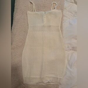 Chic Strapless White Crochet Dress